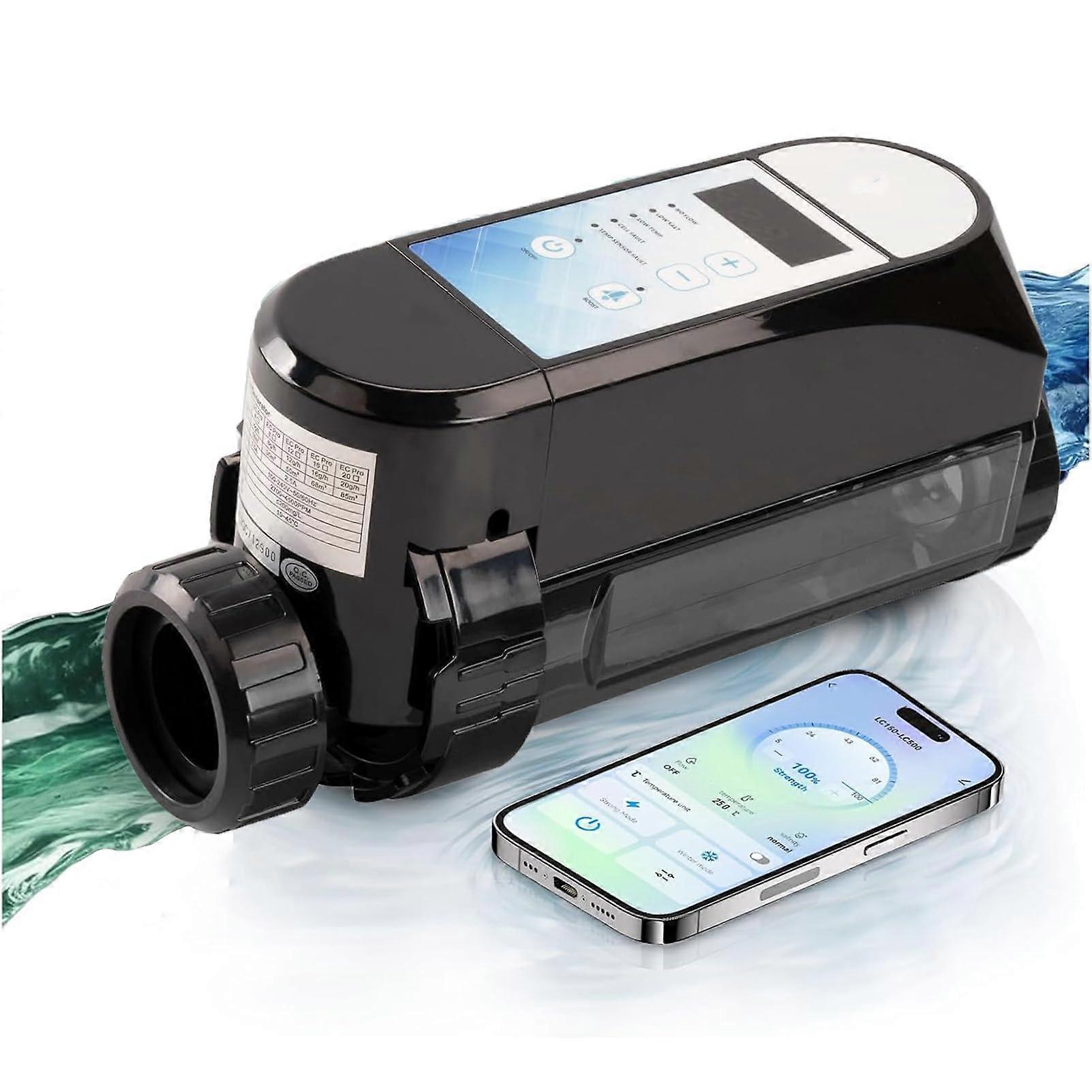 Smart Saltwater Pool Chlorinator with App Control, 12g/h SelfCleaning Generator for Pools and Spas