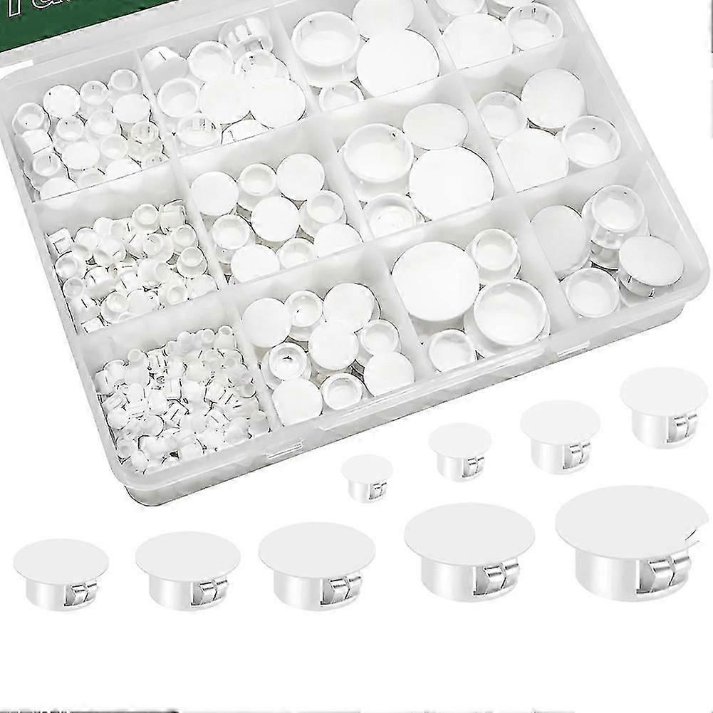 200Pcs 9Sizes Nylon Plastic Hole Plugs,Flush Type Panel Knockout Locking Plugs,Screw Covers for Furniture Cabinet Insert