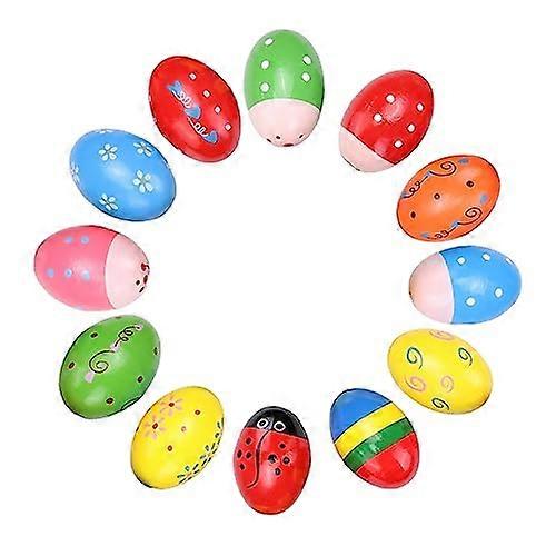 Wooden Egg Shakers Set 12 PCS Bright Multicolour for Kids Rhythm Skill Development