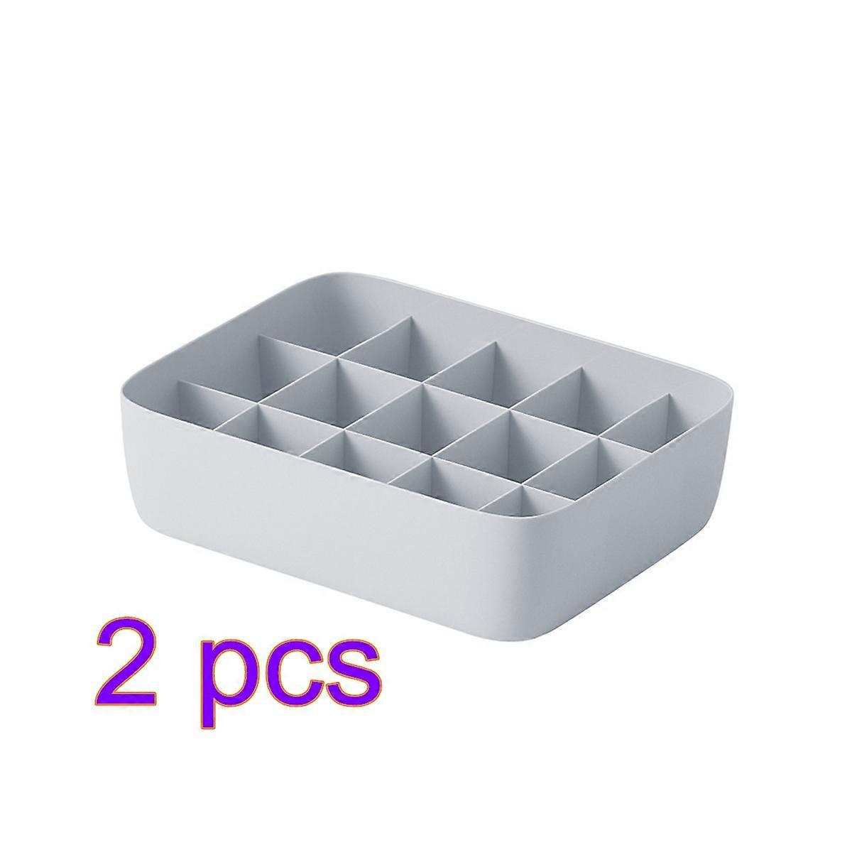 Plastic Storage Basket Underwear Storage Box with 15 Compartments 2Pcs