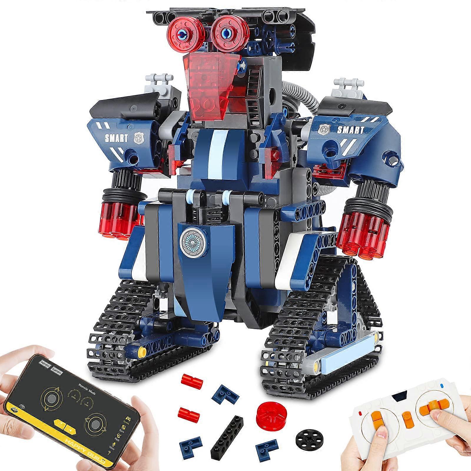 STEM Robot Kit with Remote Control, Programmable Building Blocks, Rechargeable Educational Toy for Kids