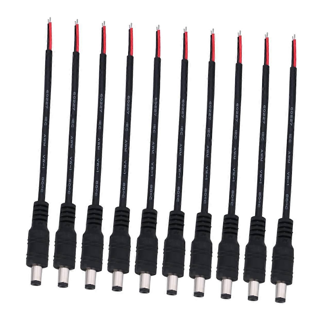 12V DC Power Cable with Secure Connector, Durable Pigtail Lead for CCTV Camera Security Systems, 10pcs