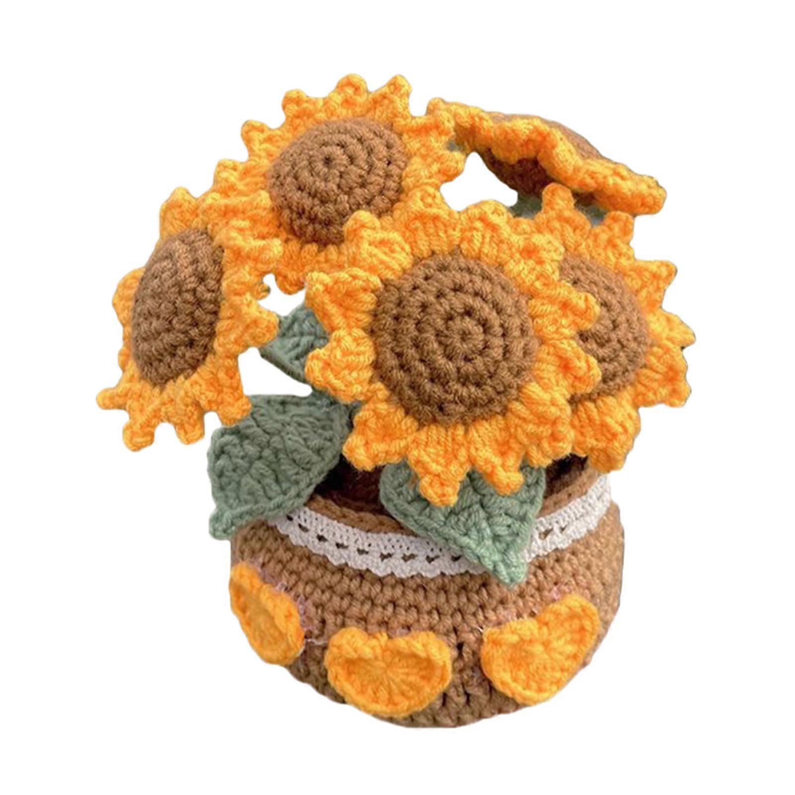 Small Clear Artificial Sunflower Arrangement for Desk DIY Compact Workspace Decor