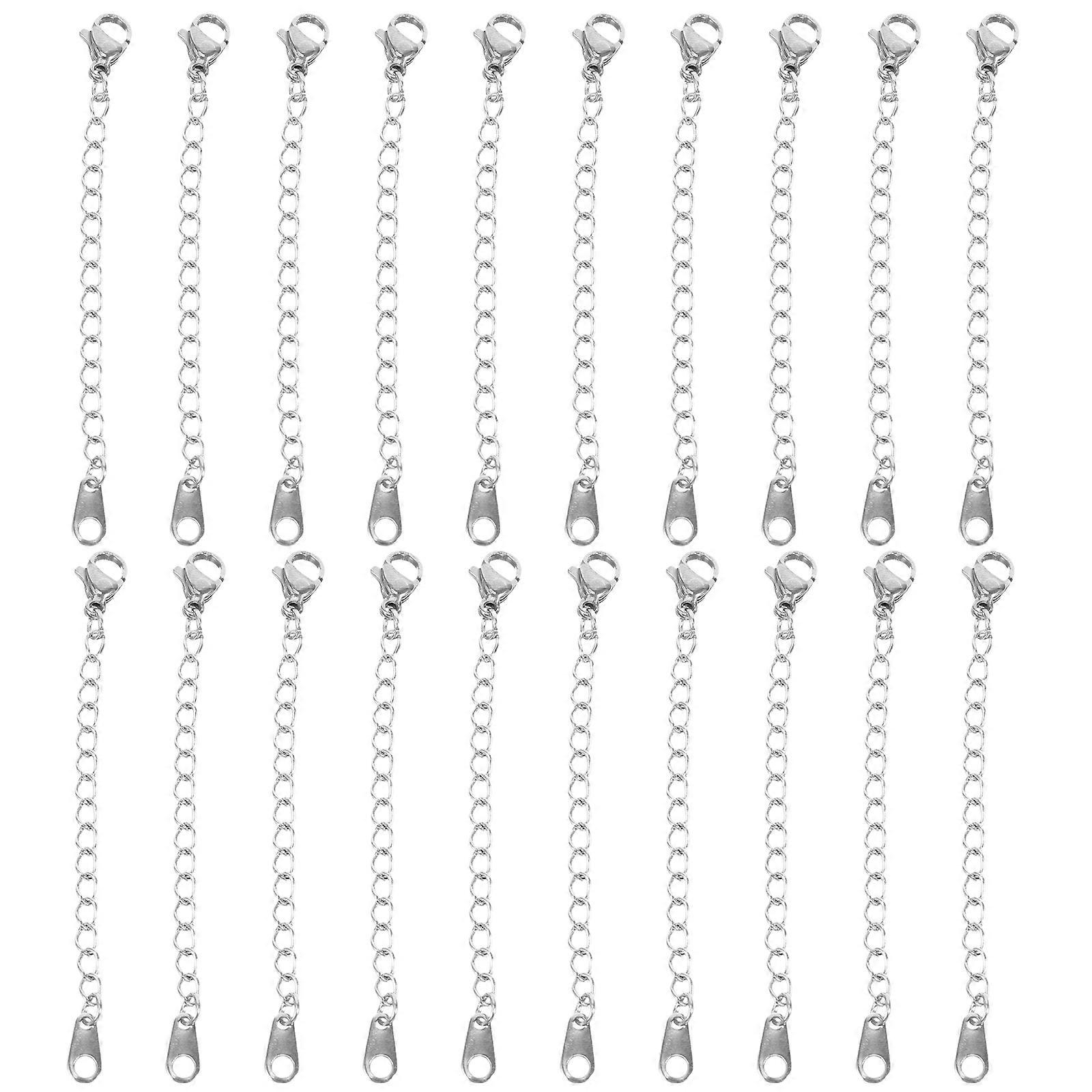 20Pcs Dragon Clasp Extender Chains for Bracelet Extension in Silver Stainless