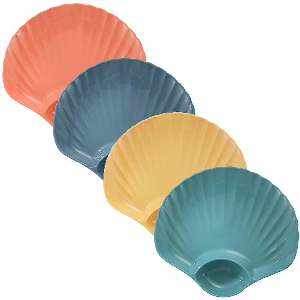 Sushi Dip Plate Shell Shape for Food Serving 4Pcs PP