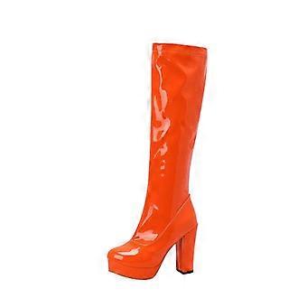 Boots For Women Knee High Fashion High-Heels Knee High Boots Multicolor Chunky Heel Round-Toe Boots US:4(35)