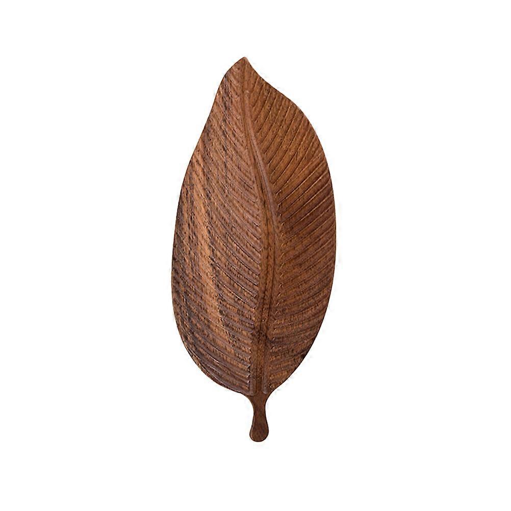 Brown Solid Wood Leaf Snack Dish for Serving Creative Household Use Plate