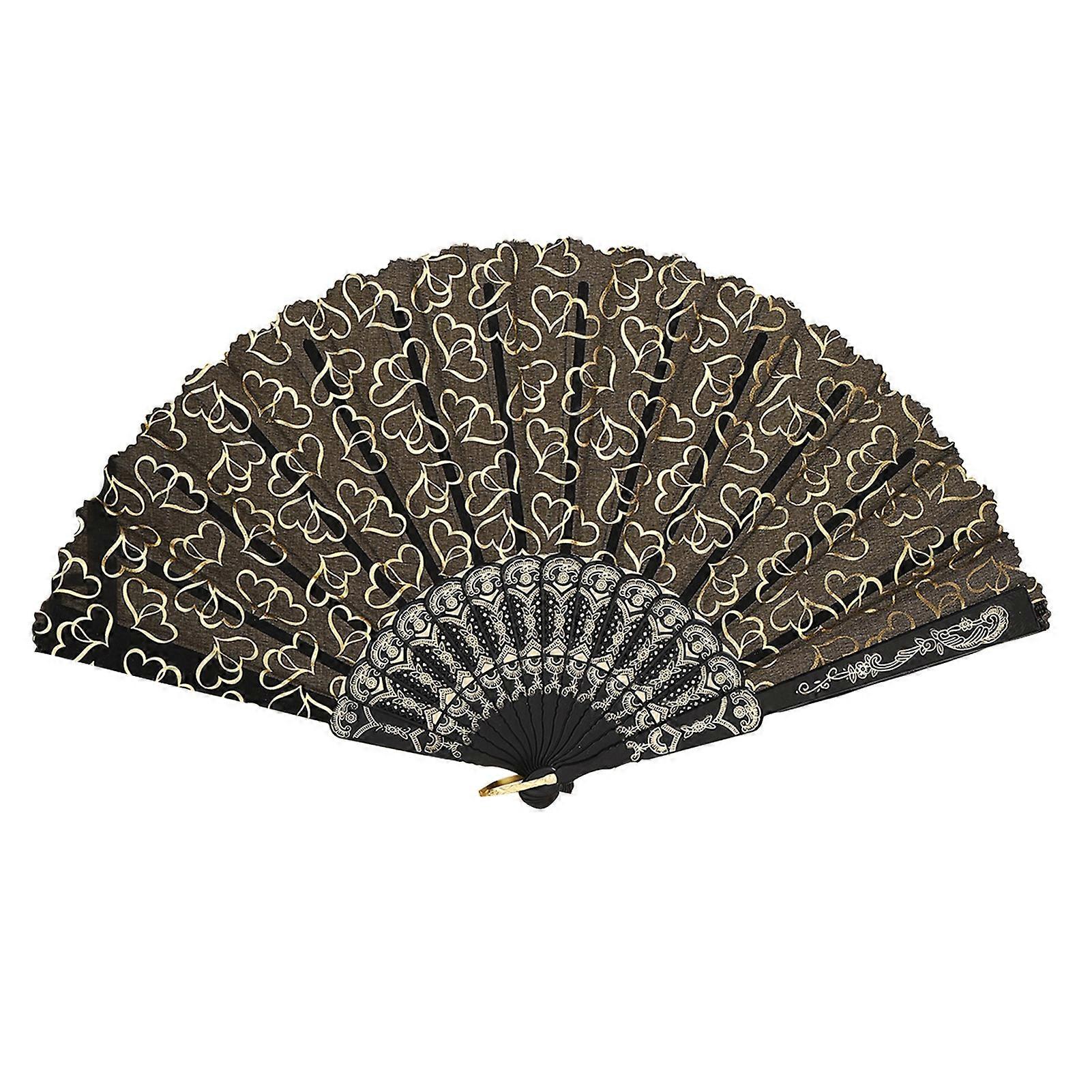 Dance Performance Fan With Heart Design - Smooth Open Close - for Wedding