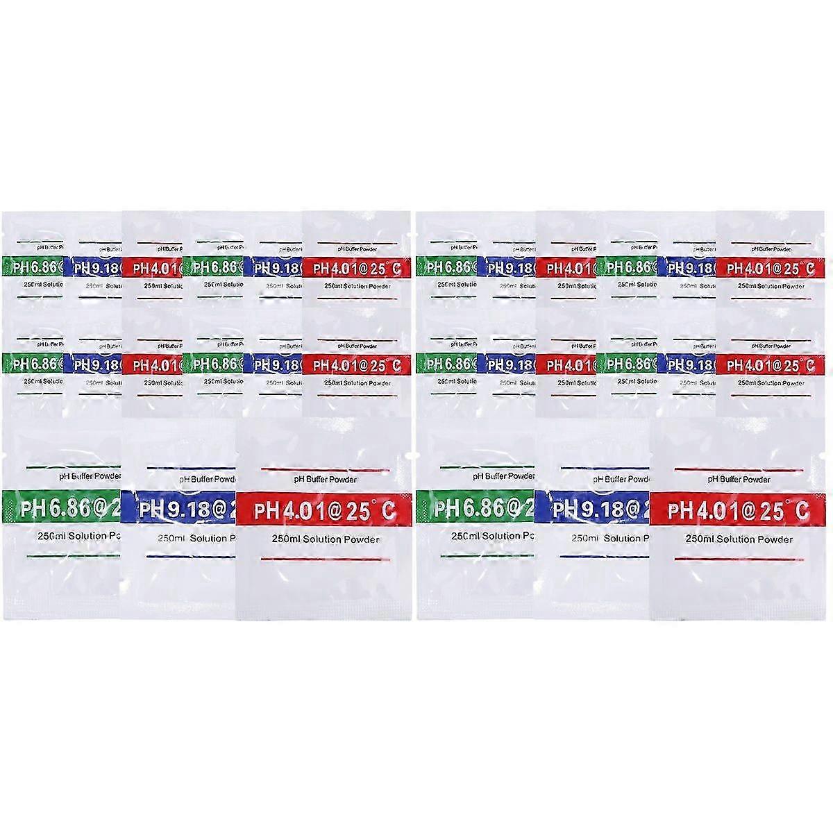 30 pcs PH Calibration Solution Powders PH Calibration Powder Solution Testing ph4.01+6.86+9.18