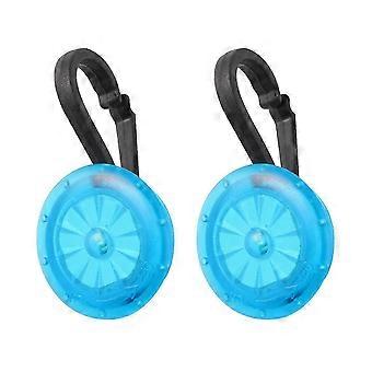 Luzes de segurança LED azuis, 2 unidades, compatíveis com uso em mochilas.