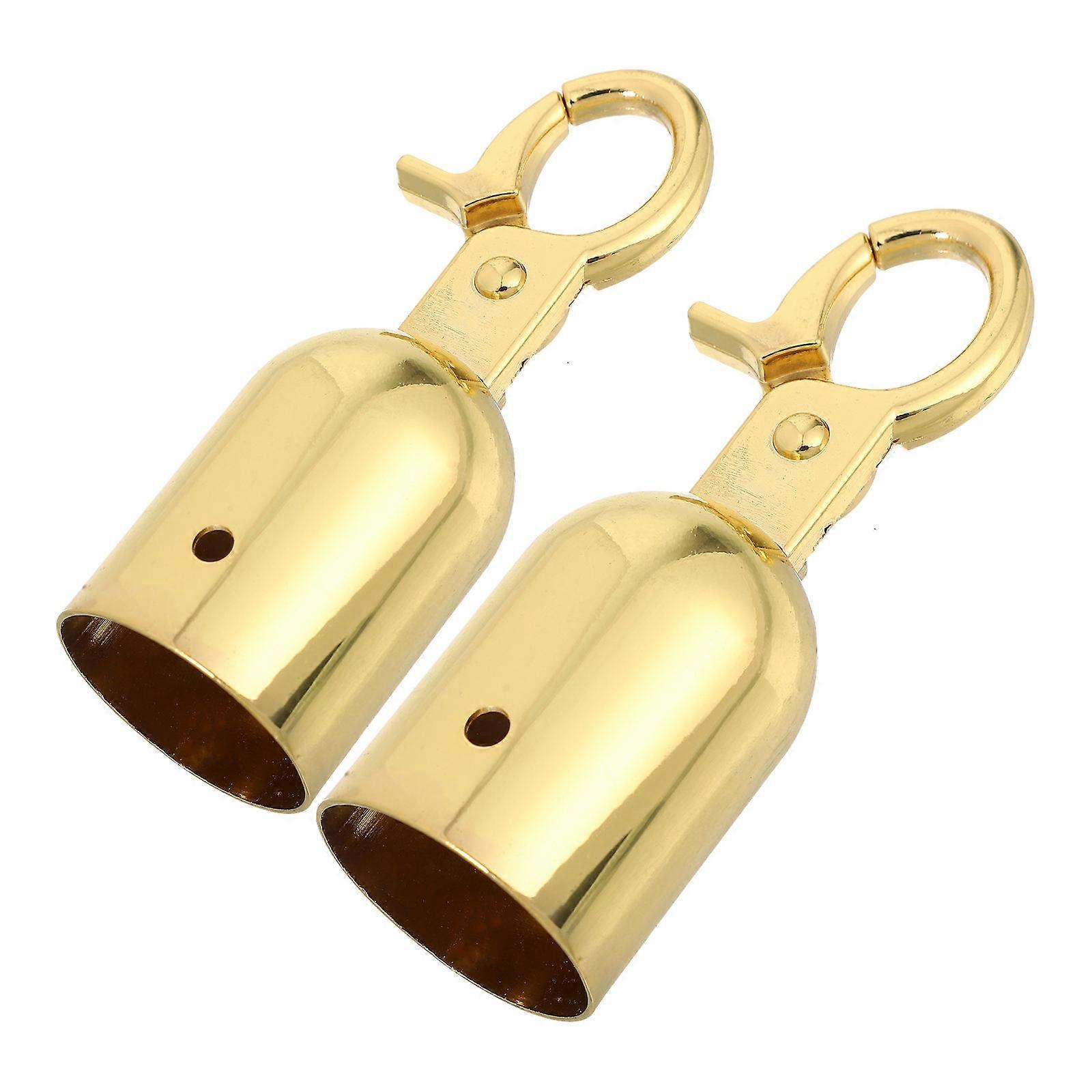 Rope End Caps 2 Pcs With Hook Golden Designed For Crowd Control Event Setup Durable Alloy Efficient Use