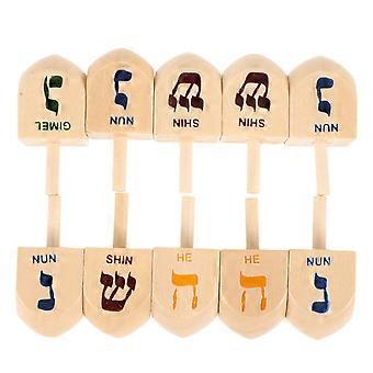 10pcs Hanukkah Conjunto de Dreidel de Madeira Clássico Piões para Crianças Hanukkah Madeira Dreidel Hanukkah Suprimentos e Decorações para Festas