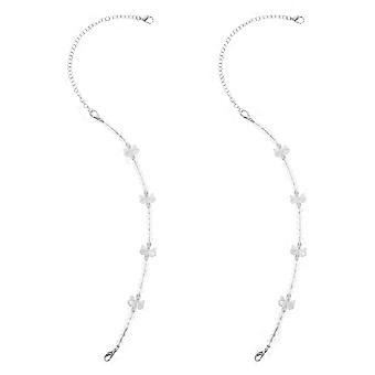 2PCS Justerbar Pearl Behå-remmar Halkfri Osynlig Underkläder String Replacements Avtagbara Klänning Rem Tillbehör För Bröllopsklänning Bekväm och 