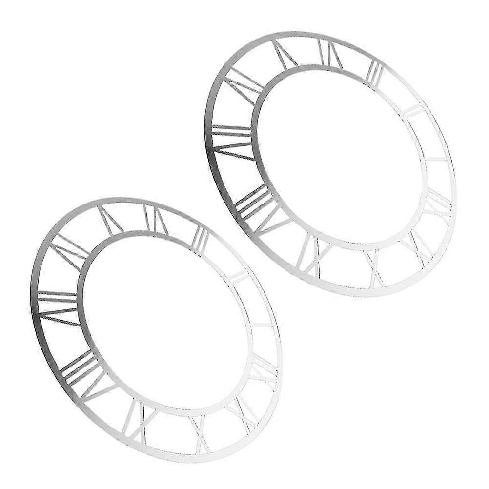 Silver Round Mirror Clock Dial Plate for 2Pcs Wall Decoration
