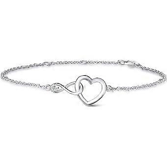 925 sterling Sliver Infinity Kärlek Hjärta Halsband Armband Cubic Zirconia Läckert Födelsedag Årsdag Jul Smycken Presenter för henne Kvinnor Flickor, Adju
