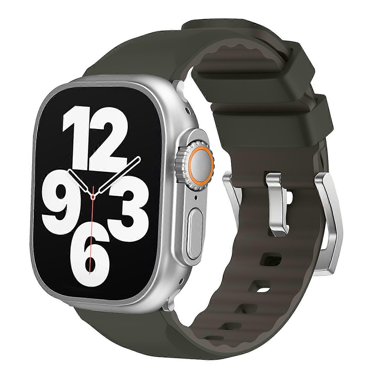 For Apple Watch SE 2023 40mm Two Color Silicone Sport Band Watch Replacement Arm Band Dark Green
