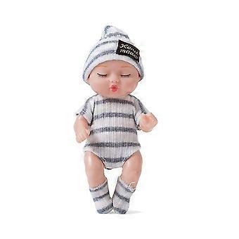 Boneca Reborn Dormindo com Macacão e Gorro de Tricô Feitos à Mão, Brinquedo Colecionável Fofo de 10 cm para Crianças