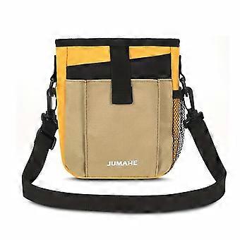 Large Capacity Pet Training Bag, Crossbody Dog Treat Pouch with Beige Front Pocket, Yellow, Perfect for Outdoor Use