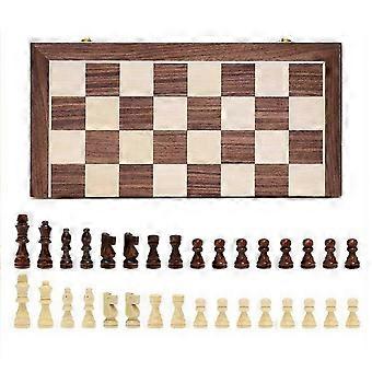 International Chess Set wooden Folding Chess Board Storage Box Game M