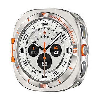 Robuuste metalen horlogekast/bumpercover voor Samsung Galaxy Watch Ultra (2025) 47 mm / Watch Ultra 47 mm - Titanium / Oranje accent