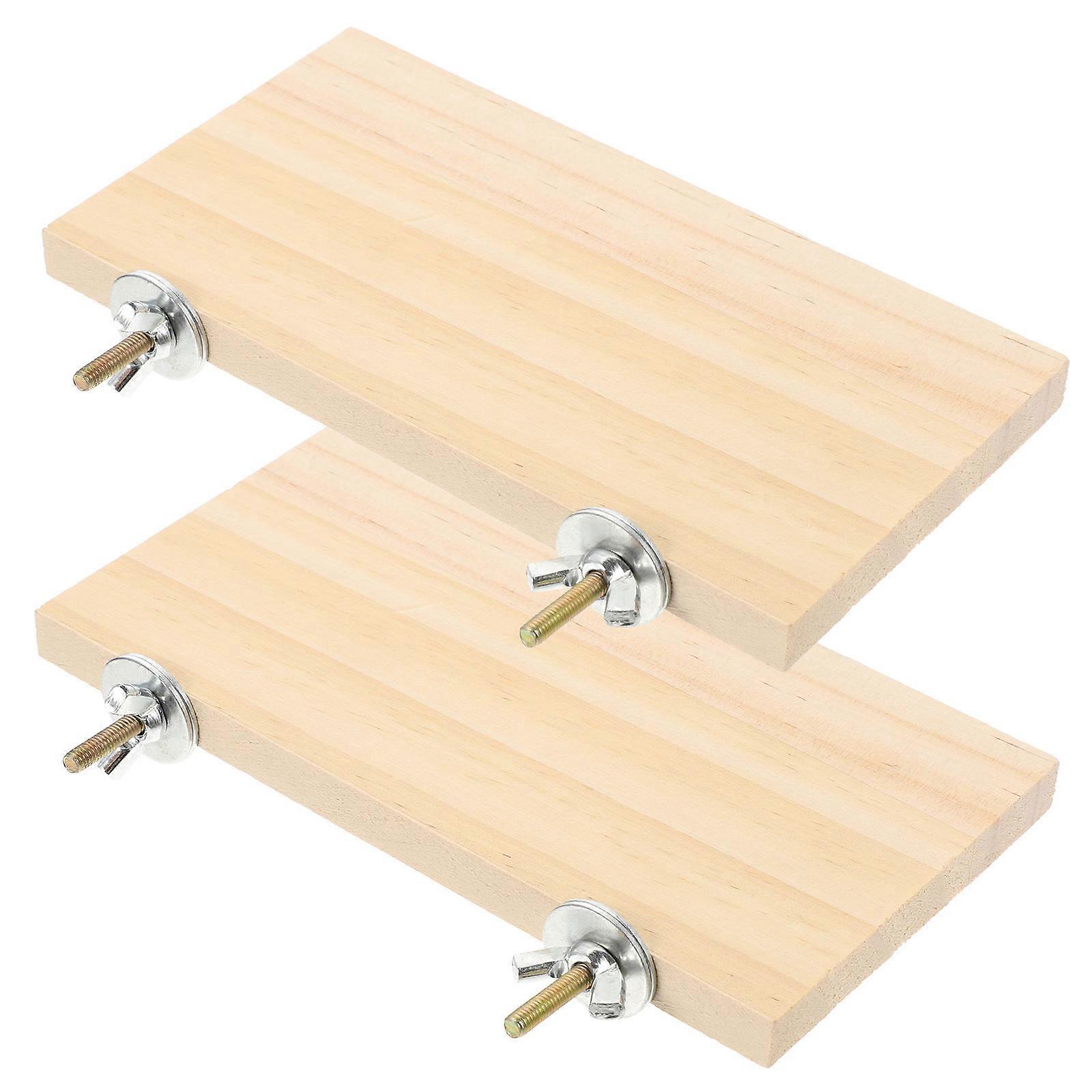 2Pcs Rectangular Parrot Platforms Wooden Bird Platforms Interesting Bird Stands Parakeet Platform