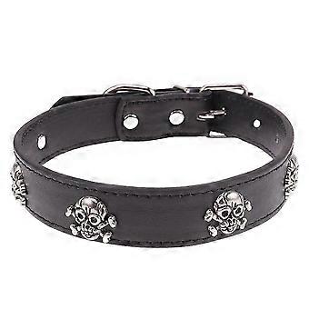 Hondenhalsband met Halloween-schedeldesign, verstelbaar, 1 stuk, zwart.