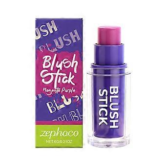 Zephoco rose purple moisturizing silky smooth powder blusher stick, pink and tender cheeks, natural color development, three-dimensional monochrome fa
