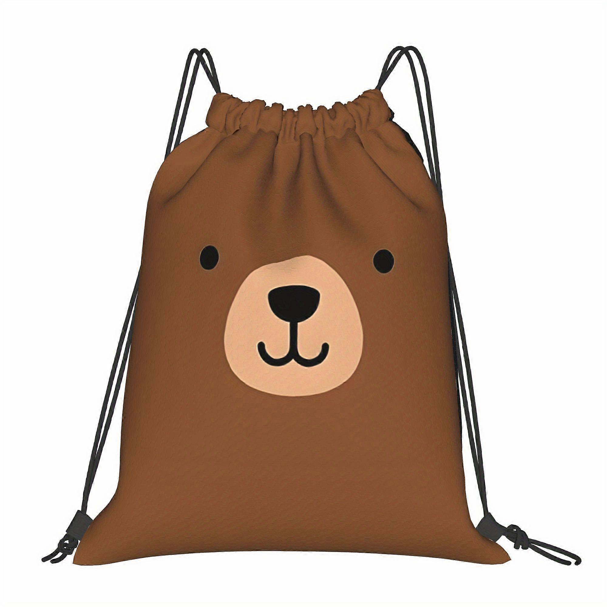 2D Flat Pull-String Bag, Cute Bear Shape Pull-String Bag-Cqazw