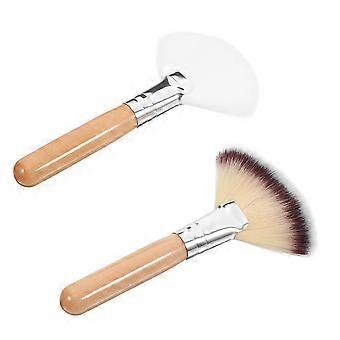 2Pcs Fan Brush Face Makeup Brush Highlighting Brush Cheekbones Brush Makeup Tools