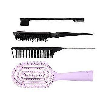 4 Pieces Hair Care Set Ergonomic ABS Styling Tools Detangling Portable Harirdressing For Daily Use and Vacation Trips  Purple GF