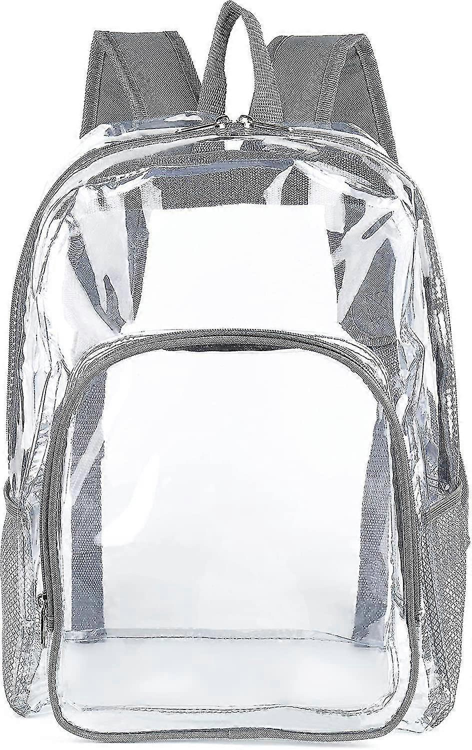 Heavy Duty Transparent Clear Backpack Plastic For School Work (gray)