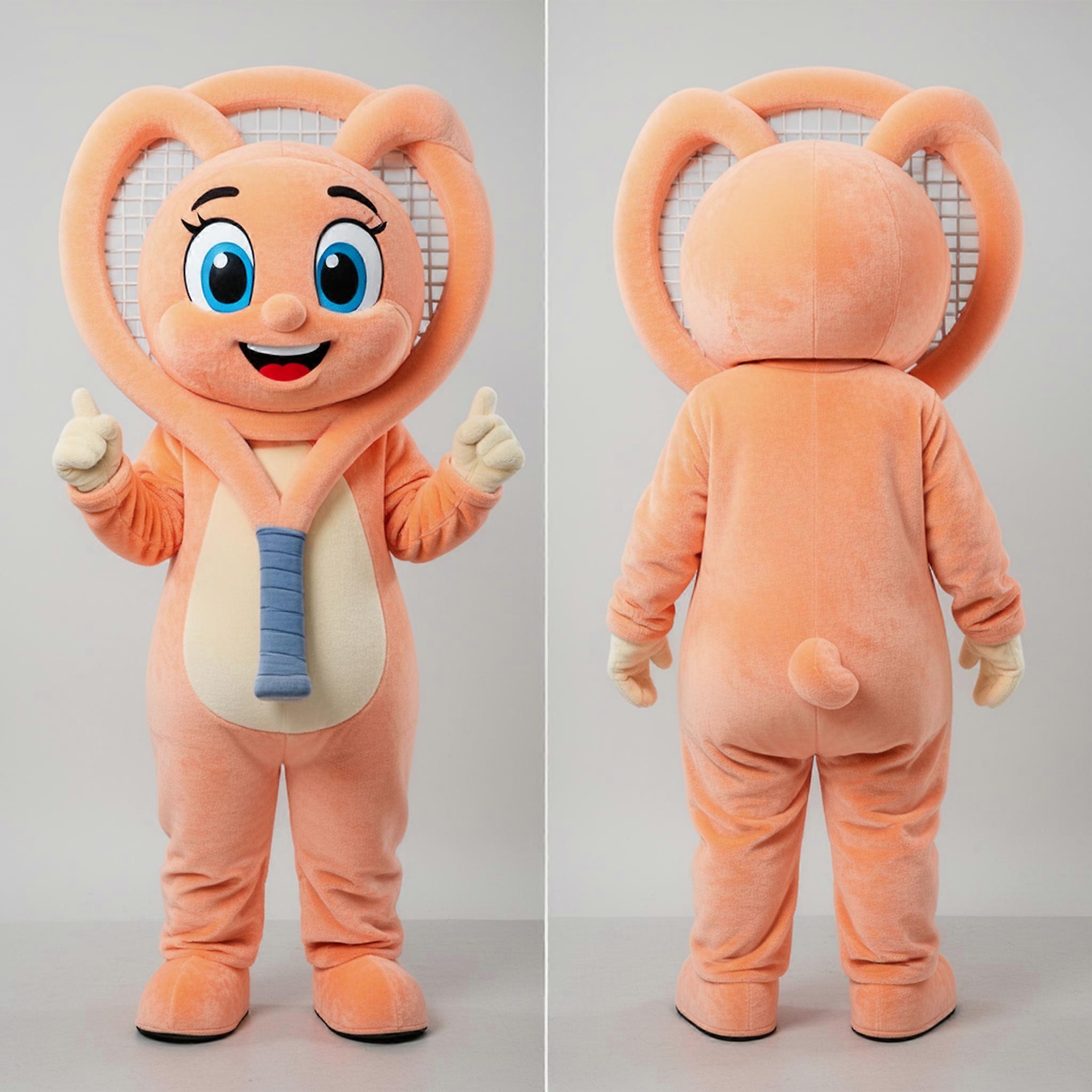 MASTICOT Peach Plush Tennis Racket Mascot