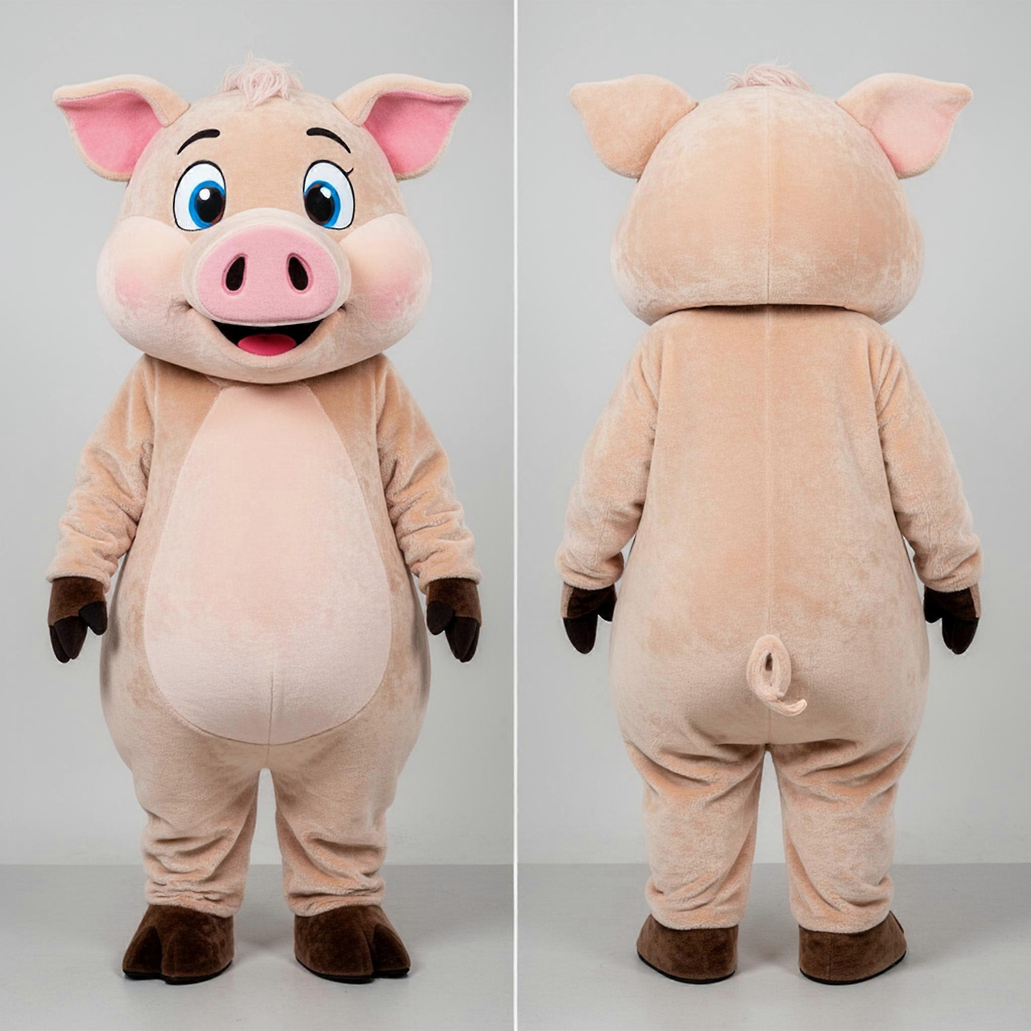 MASTICOT Beige Rounded Cartoon Sow Mascot