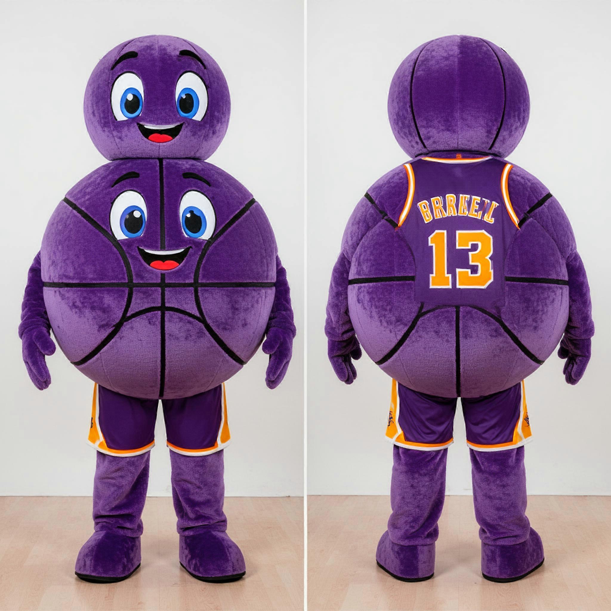 MASTICOT Purple Round Basketball Ball Mascot
