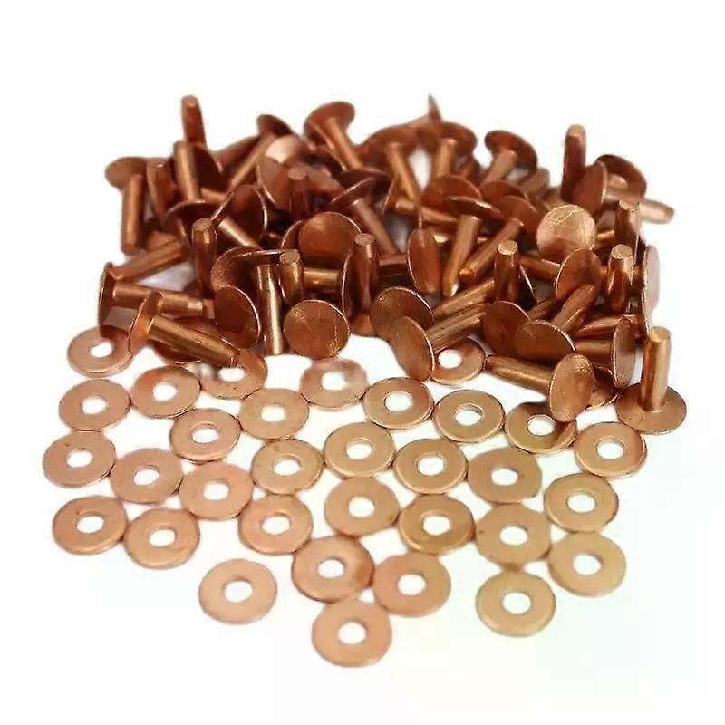 100Sets Solid Brass Copper Rivets With Burrs Washers For Leather DIY Tools