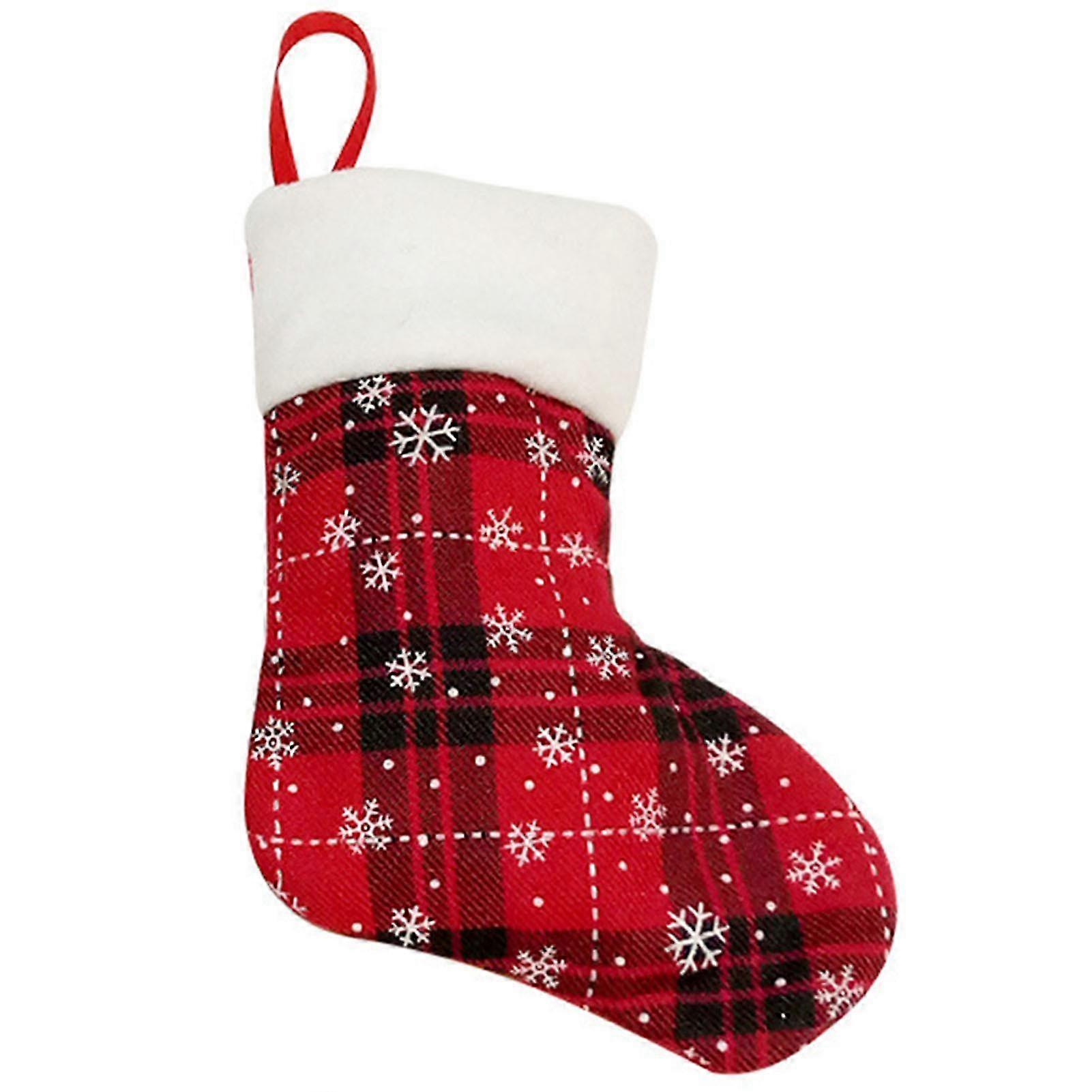 Snowflake & Plaid Festive Stockings