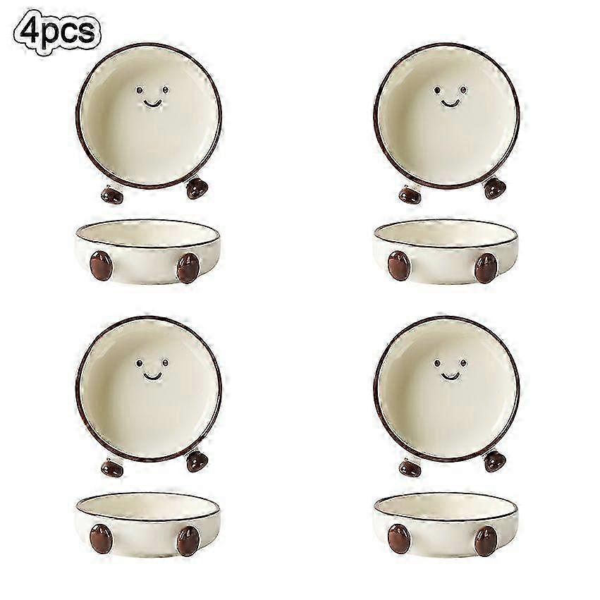 4 Piece 3.3 Inch Ceramic Dipping Bowls Stackable Condiment Set