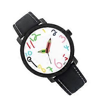 Kids Watch For Toddlers Fashion Cartoon Quartz Timekeeping Waterproof Unisex 1Pc White Dial Black Band