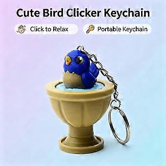 Parent-child Interactive Fidget Keychain with Mechanical Buttons Cute Frog Eagle Chick Broccoli Design for Family Small Gifts