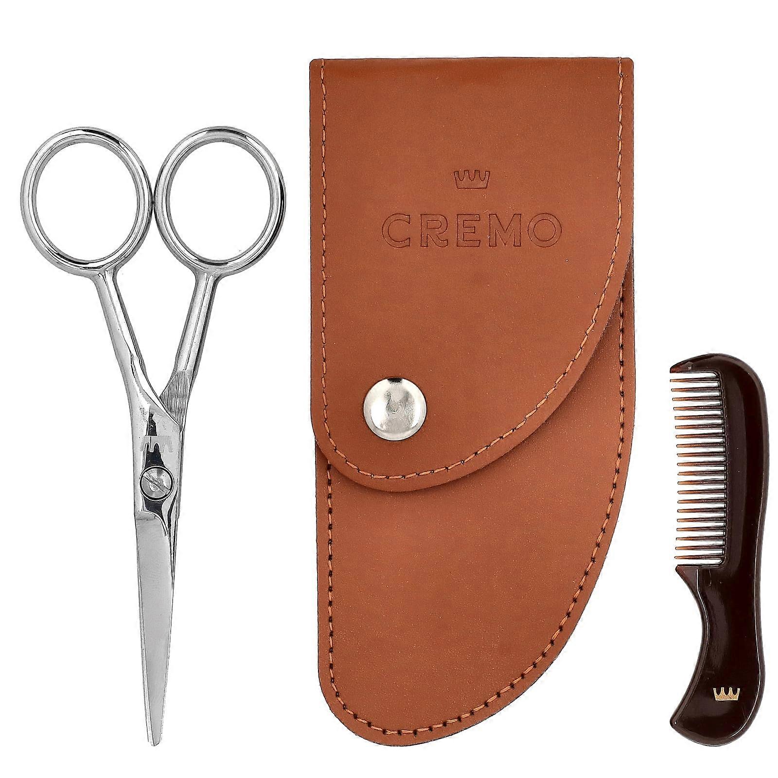 Cremo, Premium Quality Beard Shears with Mini Comb & Case, 3 Piece Kit