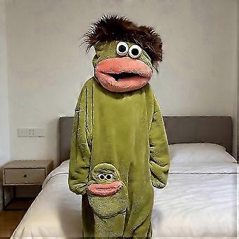Funny Monster Onesie Pajamas for Adults & Kids - Soft Plush Loungewear - Large Mouth Monster Costume Cosplay with Hood,z