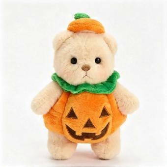 Halloween Pumpkin Costume Teddy Bear Plush Toy 25cm Soft Stuffed Bear Doll, Cute Holiday Decor & Kids Gift SWM