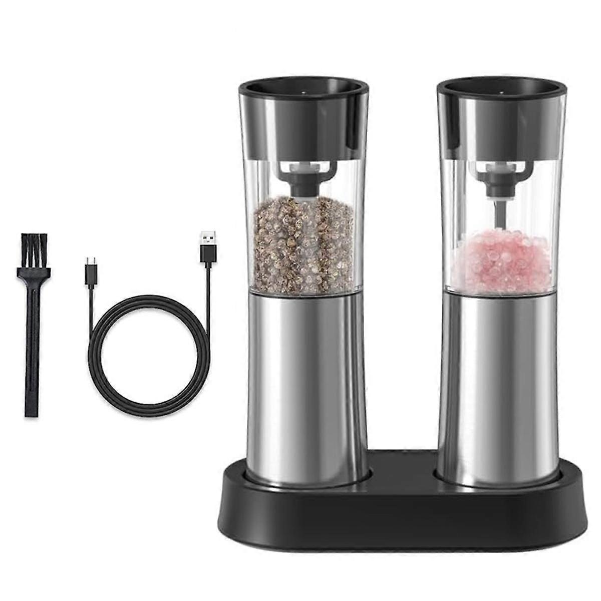 USB Rechargeable Electric Salt and Pepper Grinder Set Automatic Induction