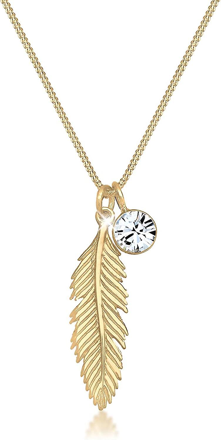 Collana Donna Pendente Piuma con Cristallo in Argento 925