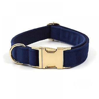 Dog Collar and Leash Set.Soft and Easy to Clean Vegan Leather with Rose Gold Metal Buckle for Small Medium Large Dogs(Blue, S)