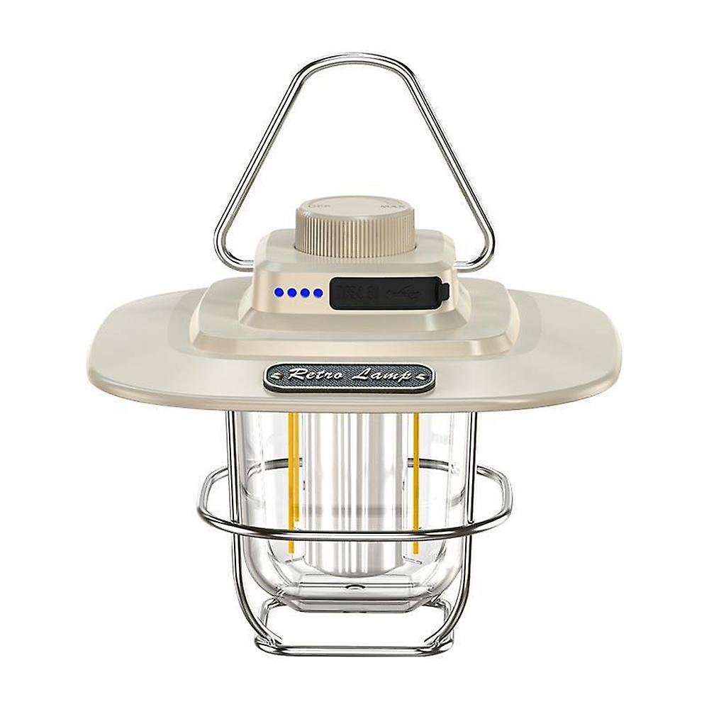 Retro Camping Light LED Campsite Lantern Rechargeable Tent Lamp Waterproof Portable Power Bank