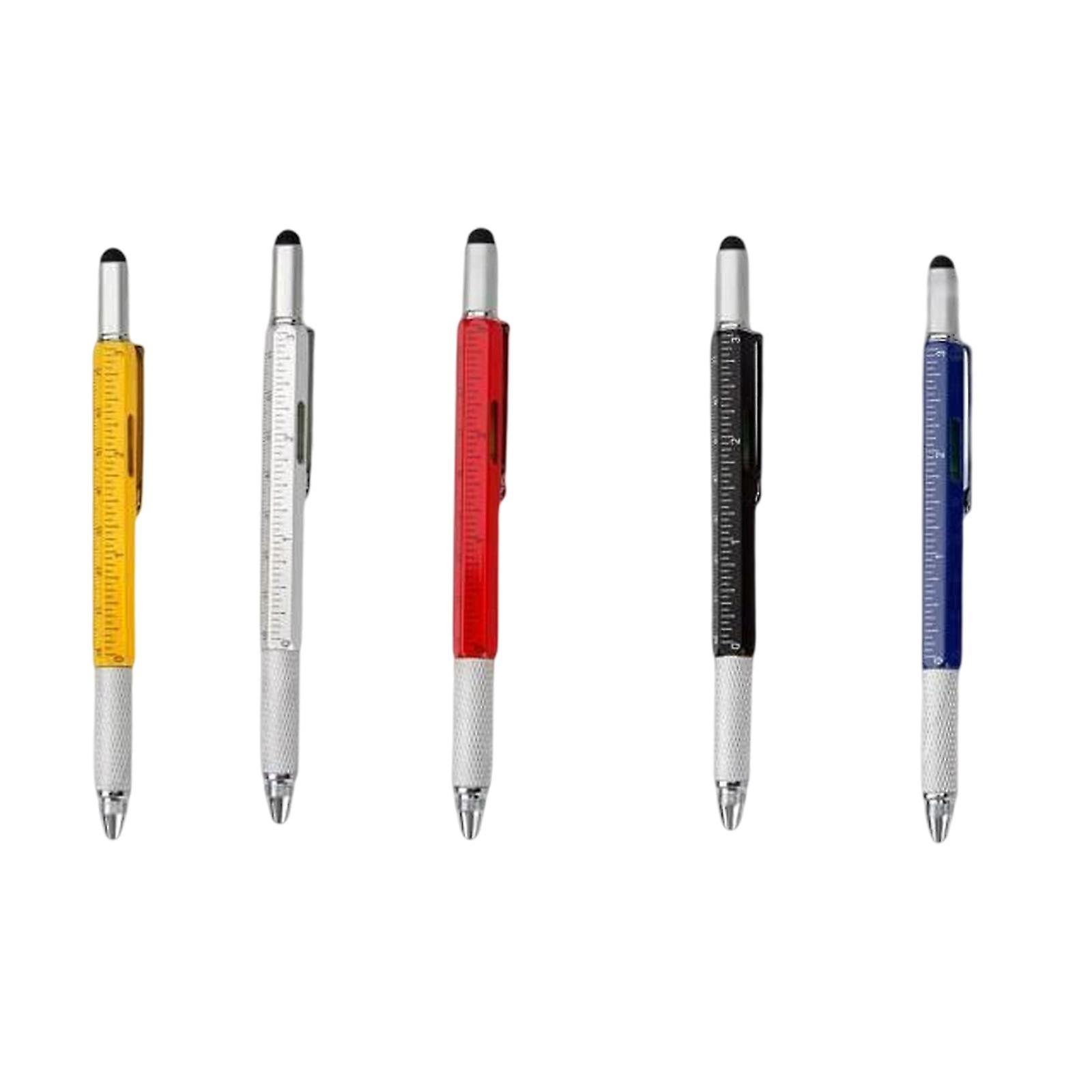 5Pieces Screen Tool Stylus Pen with Spirit Level Multitool Ruler Screwdriver