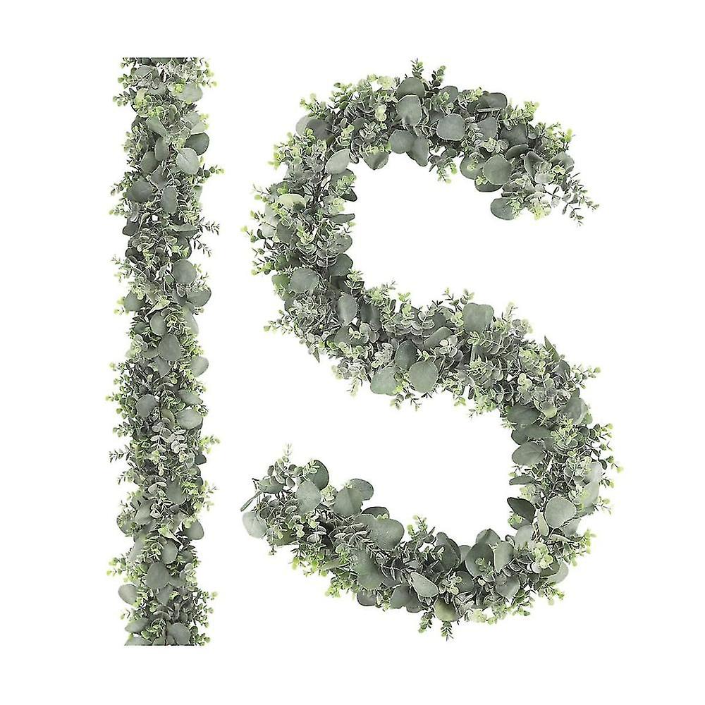 2 adet 6.6ft Yapay Okaliptüs Garland Sahte Yeşillik Garland Faker Okaliptüs Düğün İçin Yaprakları