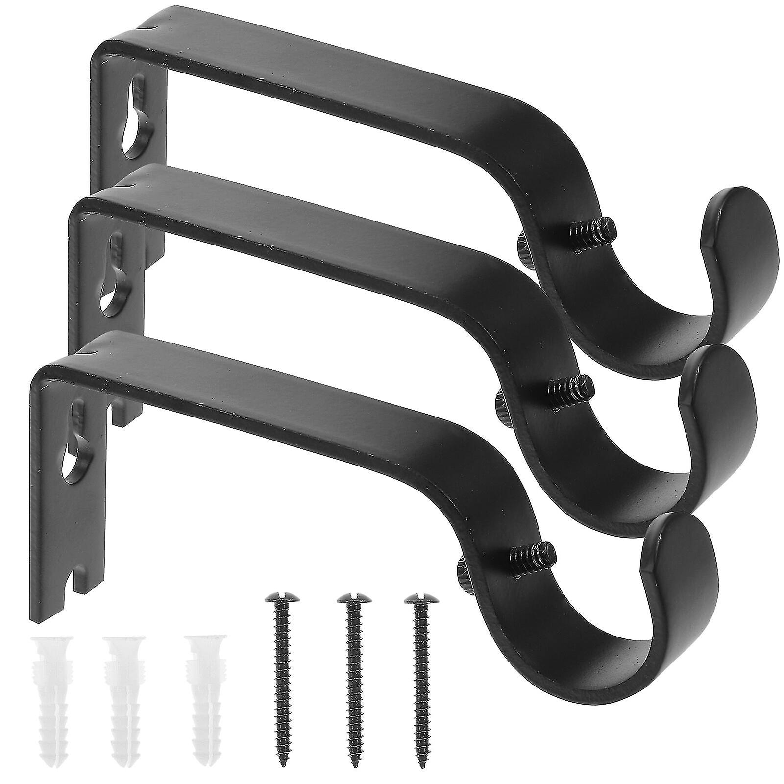 3pcs Curtain Rod Adjustable Brackets Curtain Pole Roman Rod Wall Bracket Hooks
