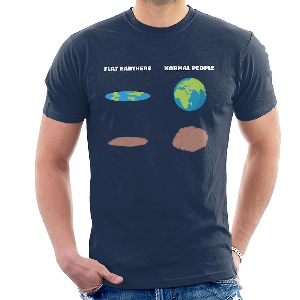 De hersenen van platte earthers platte aarde mannen ' s T-shirt